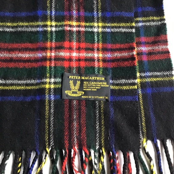 Peter MacArthur scarf Stewart Tartan  plaid merino & cashmere made in Scotland - Picture 1 of 4
